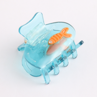 Red Cuckoo Hair Claw Clip Aqua Fish small