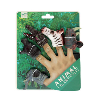 Rex London Finger Puppets Safari Animals Set of 5