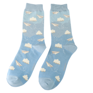 Miss Sparrow Socks Bamboo Paper Planes sky blue
