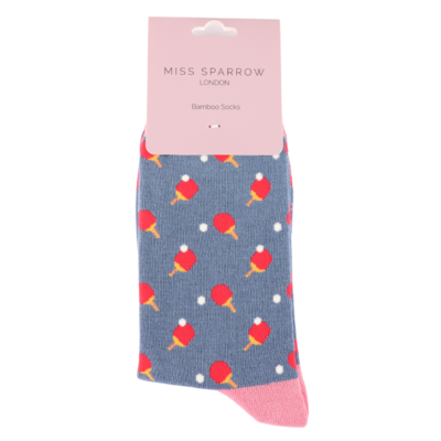 Miss Sparrow Socken Bamboo Ping Pong blue