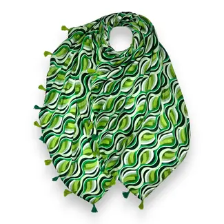 M&K Collection Scarf Retro Swirl Tassel green