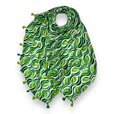 M&K Collection Schal Retro Swirl Tassel green