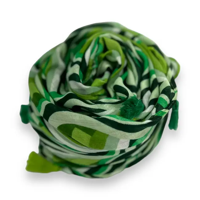 Schal Retro Swirl Tassel green