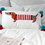 Embroidered Cushion with Pom Poms Sausage Dog