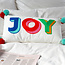 Embroidered Cushion with Pom Poms Joy