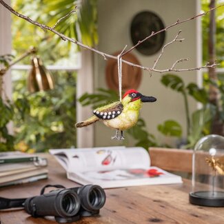 Sjaal met Verhaal Felt Hanger Groene Specht
