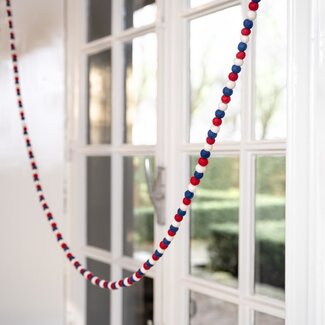 Sjaal met Verhaal Felt Garland Viltballetjes Small rood/wit/blauw