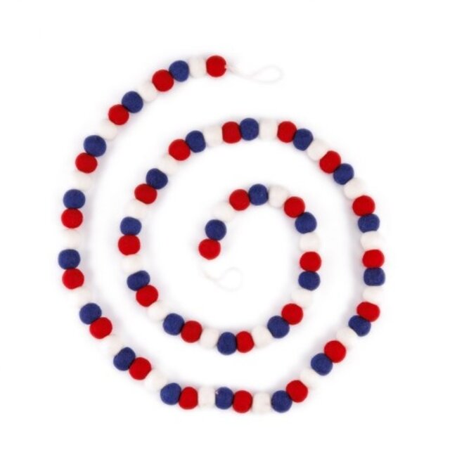 Filzgirlande Viltballetjes rood/wit/blauw