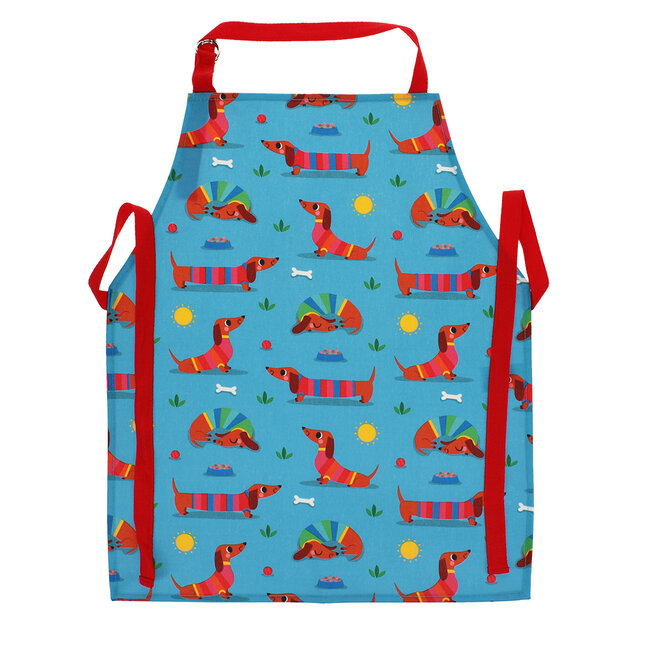 Kids Apron Wipeable Cotton Sunny Sausage Dog