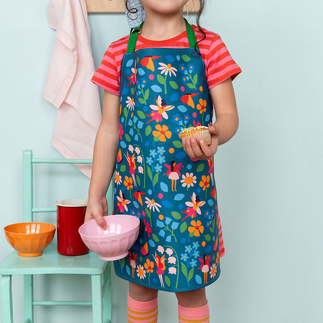 Kids Apron Wipeable Cotton Fairies in the Garden
