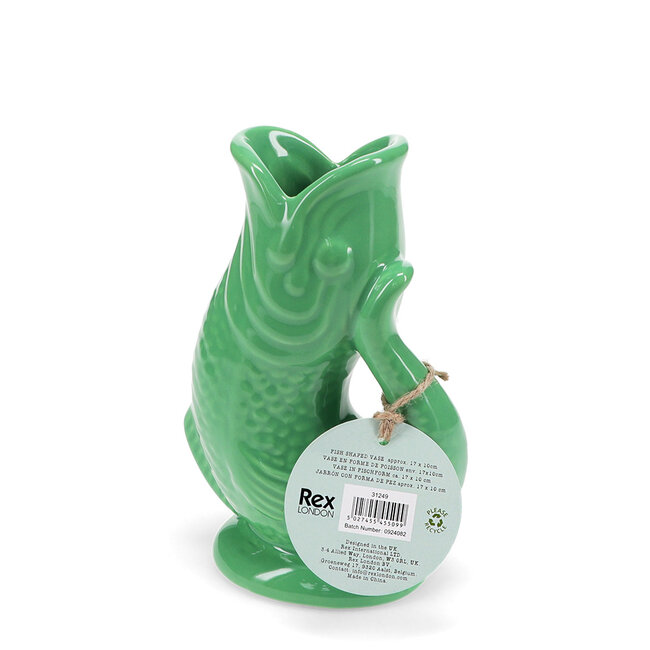 Vase Ceramic Fish green