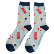 Miss Sparrow Mens Socks Bamboo At the Pool paleblue