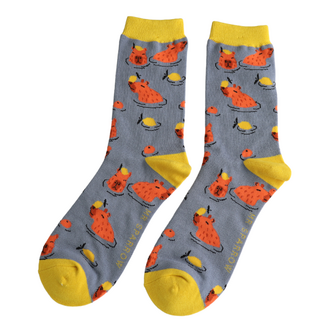 Miss Sparrow Männer-Socken Bamboo Capybara denim