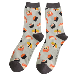 Miss Sparrow Mens Socks Bamboo Sushi silver