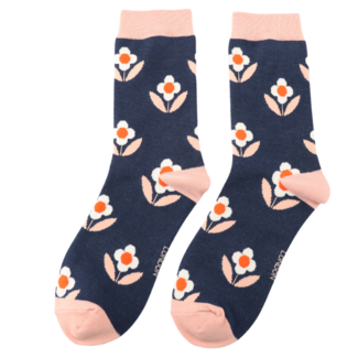 Miss Sparrow Socken Bamboo Retro Daisies navy