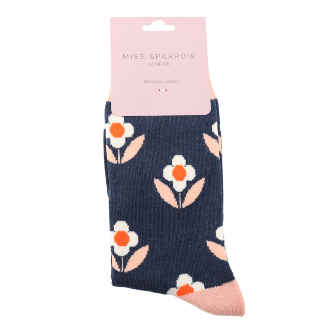 Socken Bamboo Retro Daisies navy