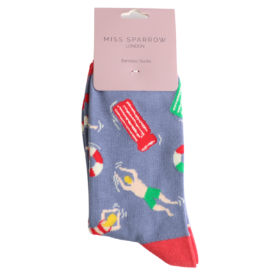 Miss Sparrow Socken Bamboo At the Pool denim