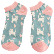 Miss Sparrow Trainer Socks Bamboo Sleepy Cats duck egg