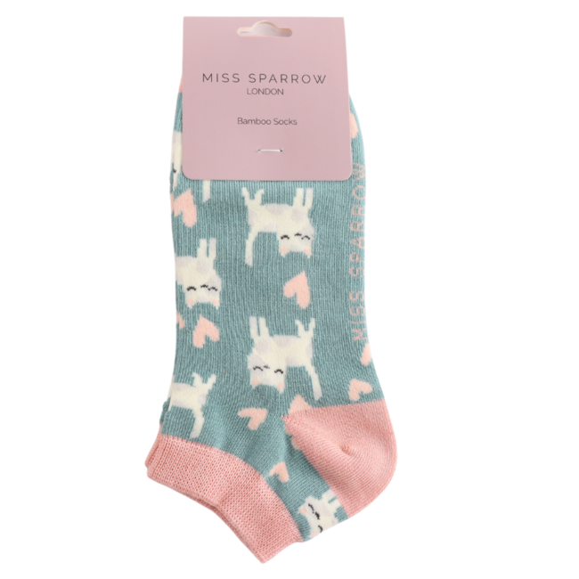 Trainer Socks Bamboo Sleepy Cats duck egg