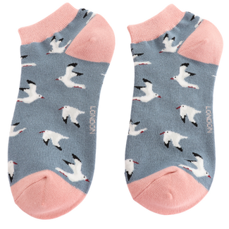 Miss Sparrow Trainer Socks Bamboo Seagulls denim