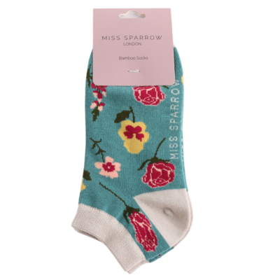 Miss Sparrow Trainer Socken Bamboo Botany Study teal