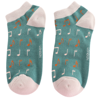 Miss Sparrow Trainer Socks Bamboo Music teal