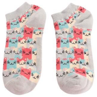 Miss Sparrow Trainer Socken Bamboo Happy Cats silver