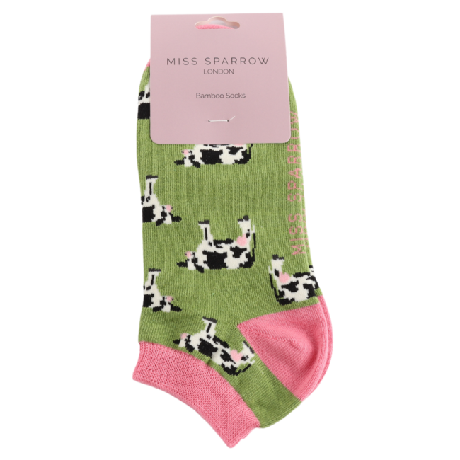 Trainer Socks Bamboo Cows green