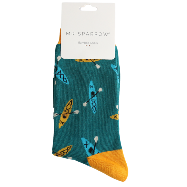 Mens Socks Bamboo Canoes teal