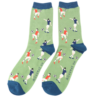 Miss Sparrow Mens Socks Bamboo Footballers green