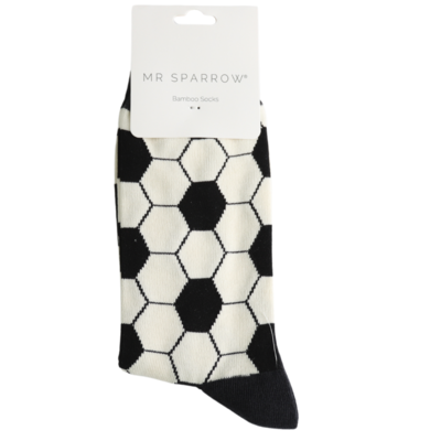 Miss Sparrow Mens Socks Bamboo Football Pattern white
