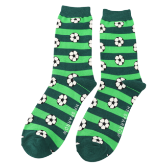 Miss Sparrow Mens Socks Bamboo Footballs & Stripes green