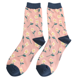 Miss Sparrow Socks Bamboo Petite Flowers dusky pink