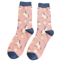 Miss Sparrow Socks Bamboo Unicorns dusky pink