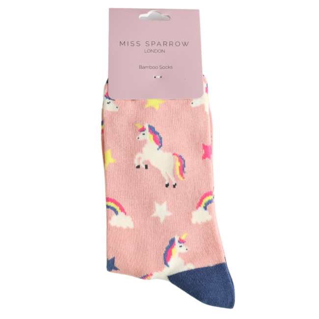 Socken Bamboo Unicorns dusky pink