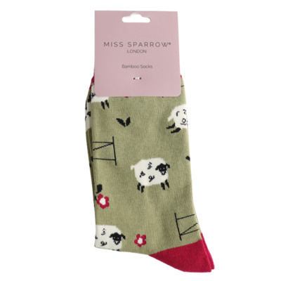 Miss Sparrow Socken Bamboo Jumping Sheep olive