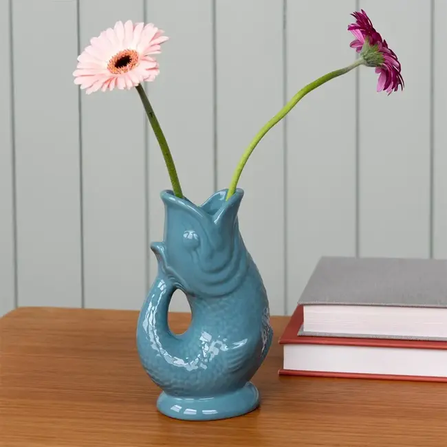 Vase Ceramic Fish blue