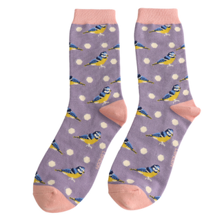 Miss Sparrow Socks Bamboo Bluetits & Spots lilac