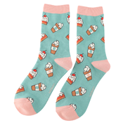 Miss Sparrow Socken Bamboo Coffee & Cake duck egg