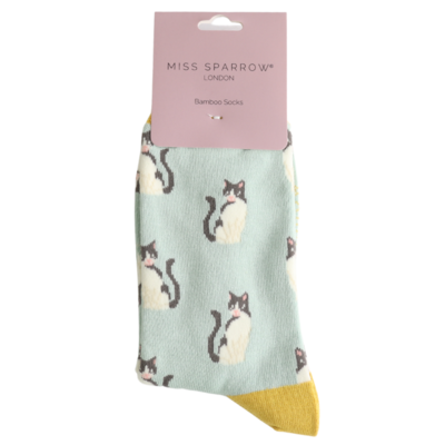 Miss Sparrow Socken Bamboo Cool Cats duck egg