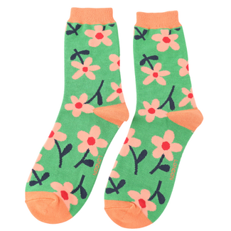 Miss Sparrow Socken Bamboo Flowers green