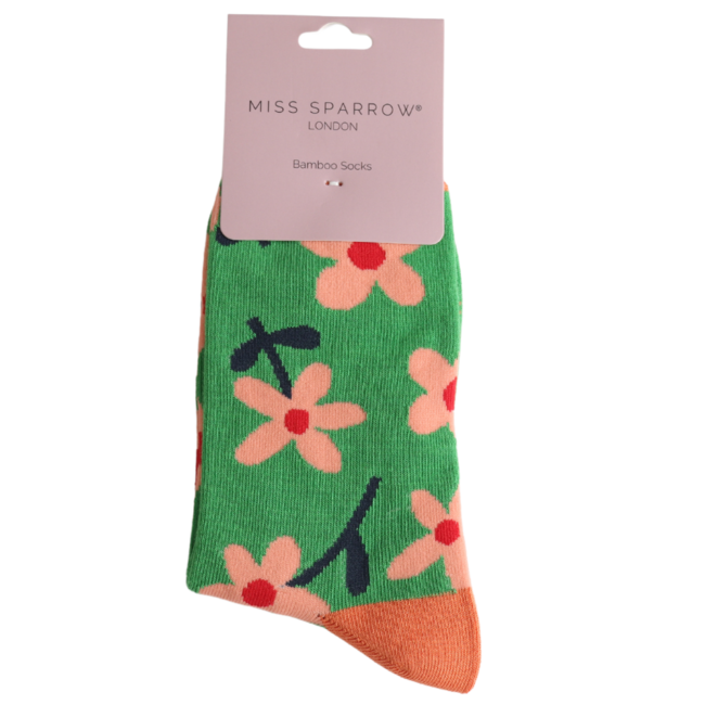 Socks Bamboo Flowers green