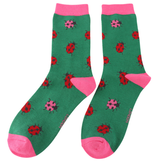 Miss Sparrow Socks Bamboo Ladybug dark green