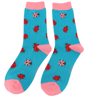 Miss Sparrow Socks Bamboo Ladybug teal