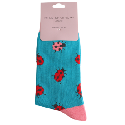 Miss Sparrow Socken Bamboo Ladybug teal