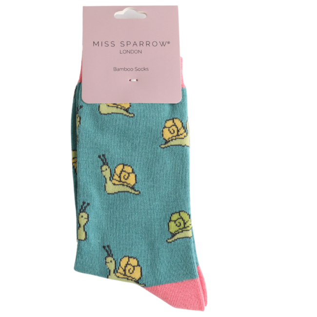 Socks Bamboo Snails teal