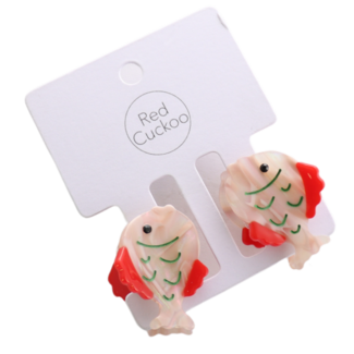 Red Cuckoo Hair Claw Clip Fish red Set of 2