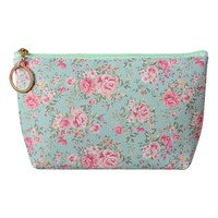 Clayre & Eef Make-up bag Roses duck egg
