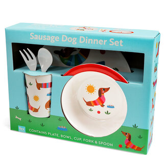 Rex London Kinder-Geschirr-Set Sunny Sausage Dog (5-teilig)