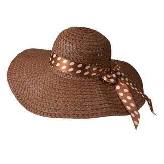 Clayre & Eef Straw Hat Dots brown